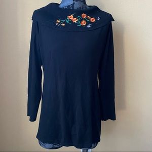 Hayden Park Embroidered Cowl neck Sweater Size XL